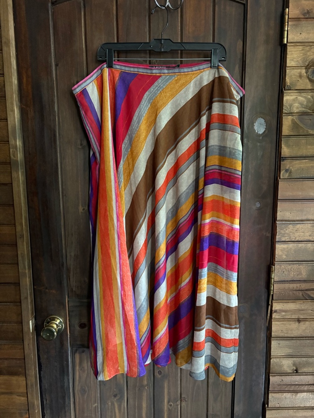 Lauren Ralph Lauren Multicolor Diagonal Stripe A-Line Chiffon Skirt - Picture 2 of 11
